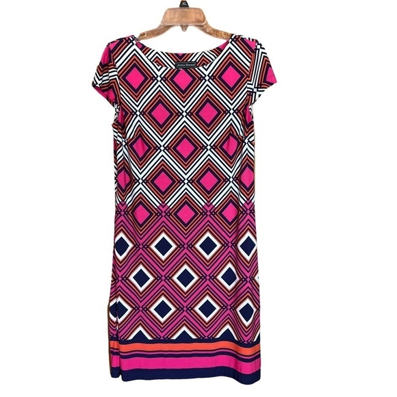 Geometric Pink and Blue Dress - Picture 1 of 14